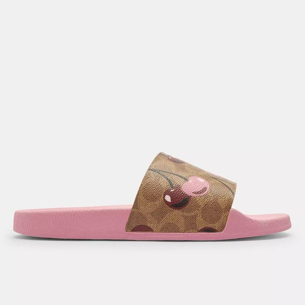 🍒 Coach Udele Sport Slide In Signature Canvas With Cherry Print - Picture 3 of 11